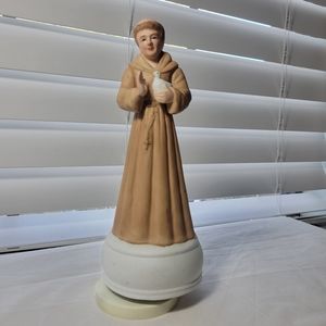 VINTAGE SANT FRANCIS OF ASSISI CERAMIC FIGURINE MUSICAL